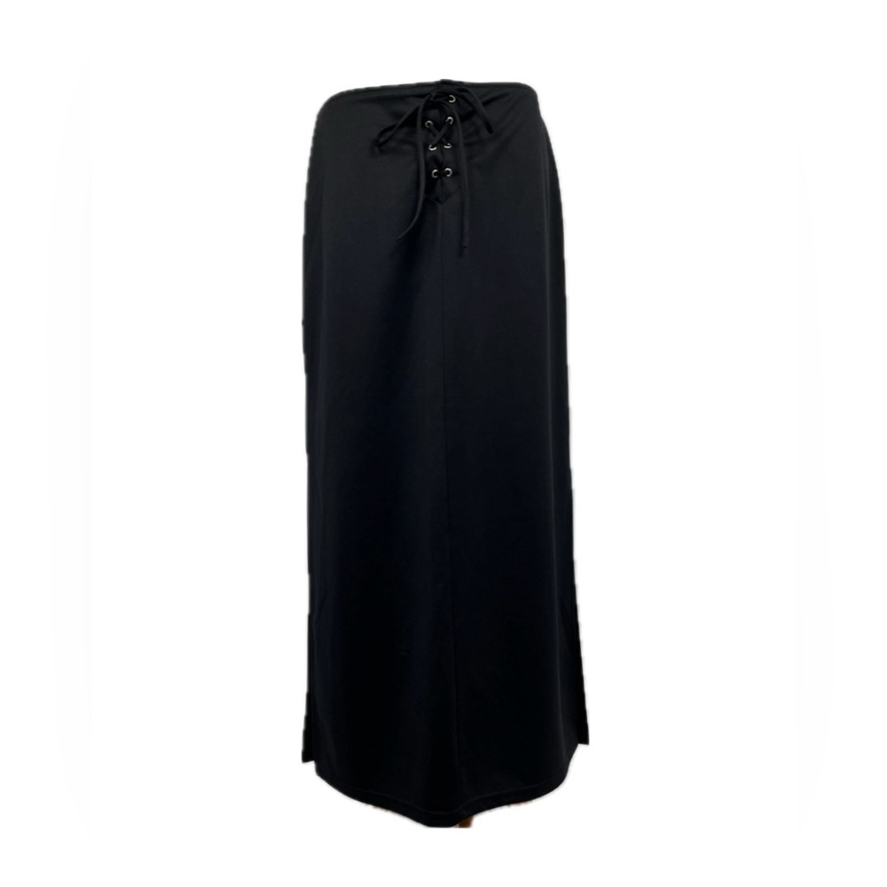 Vintage 90s Y2K Joe Benbasset Maxi Skirt L Lace Up Slits Goth Punk Grunge Emo